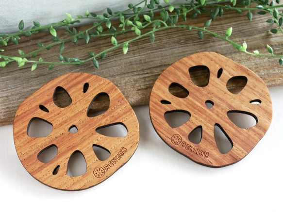 ウッドコースター【レンコン】小サイズ　5枚セット